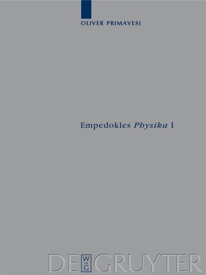 cover image of Empedokles "Physika" I